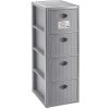 STEFANPLAST Úložný plastový regál Elegance Slim, 4 zásuvky, sivý