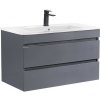 Dolný kúpeľňový nábytok Cube 80 s keramickým umývadlom 2 zásuvky antracitovo sivá