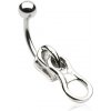 Šperky eshop - Piercing do pupku z nehrdzavejúcej ocele - zips a jednoduchá gulička I10.16