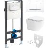 Mereo WC set - Smart flush rimless WC oblé, modul pre sadrokartón, biele hranaté tlačidlo MM02NSETRT220 MM02NSETRT220