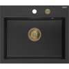 Mexen Oscar, 1-komorový granitový drez 580x490x205 mm, čierna-strieborná metalíza, 6519581000-73-G