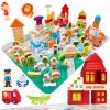 FunPlay 6198 Drevené vzdelávacie kocky MESTEČKO, 120 ks
