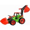 Lena 2081 Traktor se lžící a bagrem varianta zeleno-červený