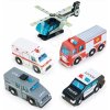 Drevené záchranárske vozidlá Emergency Vehicles Tender Leaf Toys 5 druhov autíčok