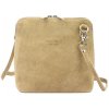 Malá kožená béžová celozipsová crossbody kabelka 1702-12