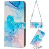 Peňaženkové kožené puzdro Crossbody Marble na Motorola Moto G13 / G23 / G53 5G - Ružová a Zelená