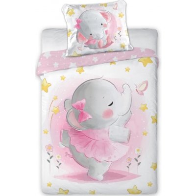 Faro obliečky Little Elephant bielé/ružové 135x100 cm 60x40 cm
