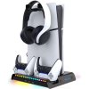iPega P5S006 Multifunkčný Nabíjací RGB Stojan s Chladením pre PS5 Slim Black