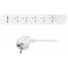 Solight predlžovací prívod 5 zásuviek, USB A+C nabíjačka 12W, 3m, 3 x 1mm2, biely, vypínač