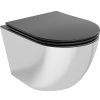 Mexen Lena, závesná toaletná misa 480x360x355 mm s pomaly padajúcim sedátkom, čierna matná - strieborná, 30224074