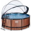 Bazén s krytom pieskovou filtráciou a tepelným čerpadlom Wood pool Exit Toys kruhový oceľová konštrukcia 360*122 cm hnedý od 6 rokov