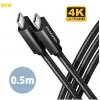 AXAGON BUCM32-CM05AB, SPEED+ kabel USB-C USB-C, 0.5m, USB 20Gbps, PD 100W 5A, 4K HD, ALU, oplet, černý