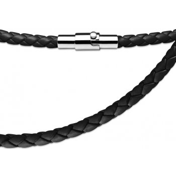 Šperky eshop Šnúrka z prepletaných čiernych koženkových prúžkov S67.05