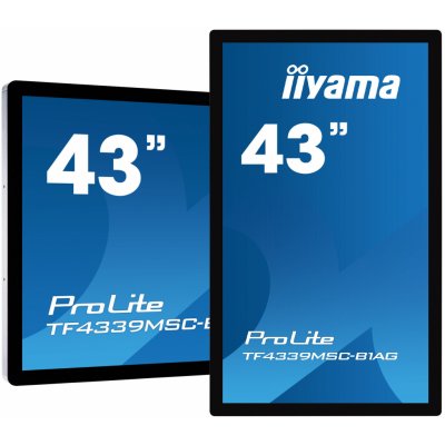 43" iiyama TF4339MSC-B1AG: AMVA, FullHD, capacitive, 12P, 400cd/m2, VGA, HDMI, DP, 24/7, IP54, čierny