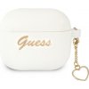 Guess GUA3LSCHSH Silicone Charm Collection puzdro, pre Apple AirPods 3, biele GUA3LSCHSH