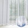 Biela záclona s perleťovo vytkávanou bordúrou cikcak do oblúčka ZAC-029 výška 295 cm Šitie na mieru