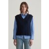 VESTA GANT WIDE RIBBED WOOL V-NECK VEST EVENING BLUE