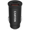 Canyon C-20B03, vysokorýchlostná autonabíjačka, 1xUSB-C, 30W PD, 1 x USB-A, 18W QC 3.0, čierna CNS-CCA20B03