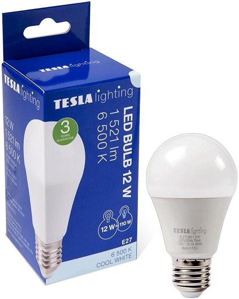 Tesla LED BULB E27, 12 W, 1521l m, 6500K studená biela