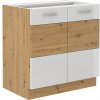 Bývaj s nami SK, AXEL kuchynská skrinka 80 D 2F, biely lesk/dub artisan LTD,MDF