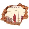 Nálepka 3D diera na stenu Praha stavby 90x70 cm