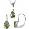 A-B Set of silver jewelry with moldavite, vltavin in a shape of a drop Forest green 20000010