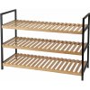 Storagesolutions Botník 3 úrovne, bambus a kovový rám, 70 × 30 × 48,5 cm