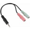 Redukcia Jack 3,5mm 4-pin / 2x Jack 3,5mm zdierka stereo+ mono