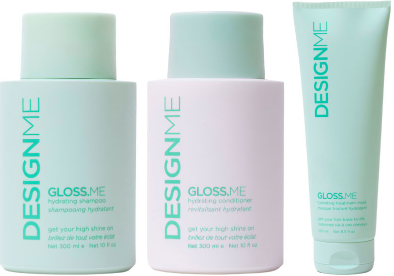 Designme Gloss.me šampón 300 ml + kondicionér 300 ml na hydratáciu + hydratačná maska 90 ml darčeková sada