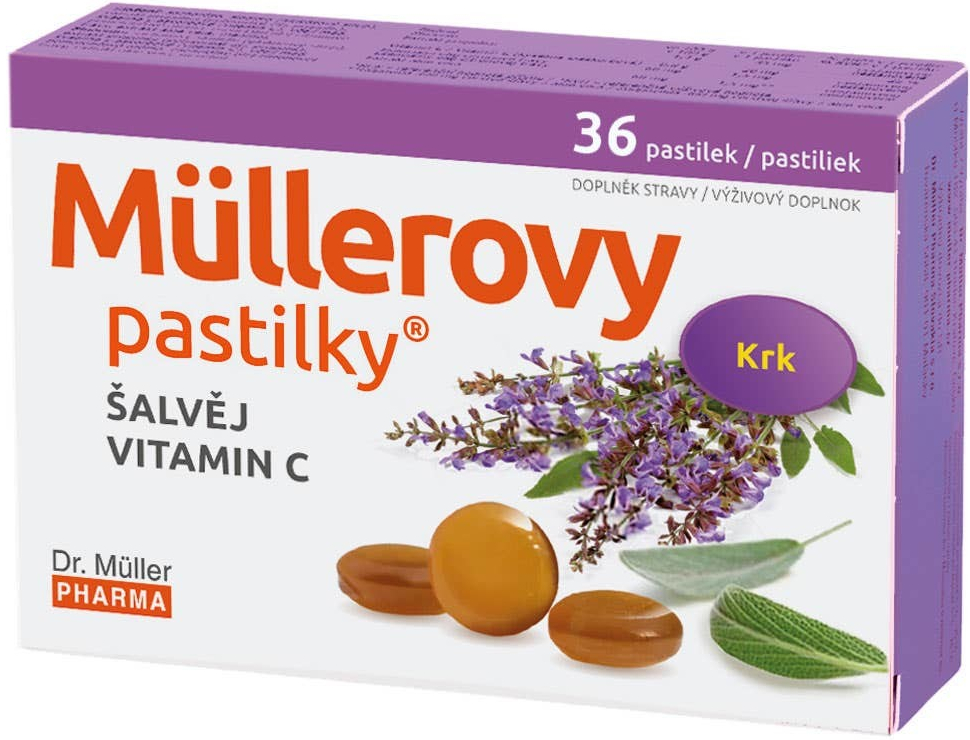 Müllerovy pastilky se šalvějí bez cukru 36 ks