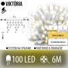 Viktória led svetelná záclona vonkajšia flash - 100led - 6m teplá biela / flash prebliknutie studená biela - biely kábel