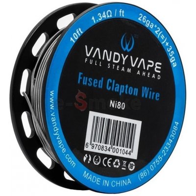 Vandy Vape drôt Fused Clapton Wire 26ga*2=+35ga Ni80 3m