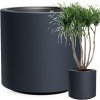 Kvetináč Prosperplast okrúhly čierny sivý plast 39 cm