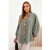 Kesi Dámska košeľa ART61953 s viskózou a ozdobnými gombíkmi Farba: Zelená, Veľkosť: UNI