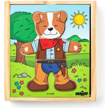 Woody puzzle šatníková skriňa Psík 18 dielov