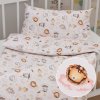 Biante Detské bavlnené posteľné obliečky do postieľky Sandra SA-658 Africké zvieratká na ružových obláčikoch na bielom Do postieľky 90x130 a 40x60 cm