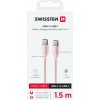 SWISSTEN DÁTOVÝ KÁBEL TEXTILE II USB-C / USB-C 1,5 M RUŽOVÝ