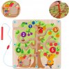 Tooky Toy drevený hračkársky strom TH687 farebné magnetické guľôčky magnetická tyč farebná