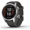 Garmin fenix 7S Pro Solar, Silver Stainless Steel, Graphite Band