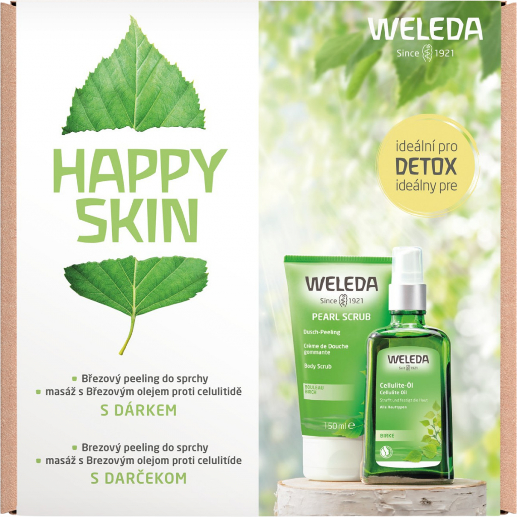 Weleda brezový olej na celulitídu 100 ml + Brezový sprchový peeling 150 ml darčeková sada