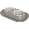 COBBYS PET Soft Touch PP Double 31 x 20 x 3,5 cm držiak z gumy s plastovou dvojmiskou 0,46 l