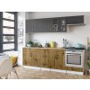 Kuchynská linka BERIZA CHOCO 240cm - Grafit + dub artisan