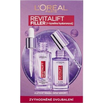 L’Oréal Paris Revitalift Filler rozjasňujúce očné sérum s kyselinou hyalurónovou 20 ml + sérum proti vráskam s kyselinou hyalurónovou 30 ml