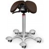 Sedlová stolička Salli SwingFit Farba čalúnenia: Koža - tmavo hnedá #93129, Výška postavy: Stredná (M) - do 170 cm, Konštrukcia: chrómová + masážna Salli základňa 24 farieb