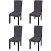 Rovný naťahovací poťah na stoličku, 4 ks, antracitový