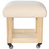 Drevená taburetka na kolieskach Krémová