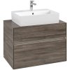 VILLEROY & BOCH Collaro závesná skrinka pod umývadlo na dosku (umývadlo v strede), 2 zásuvky, s LED osvetlením, 800 x 500 x 548 mm, Stone Oak, C124B0RK