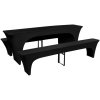 3 čierne elastické poťahy na pivný stôl a lavice 220 x 70 x 80 cm-ForU-130795