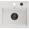 Mexen Milo granitový kuchynský drez 1-komorový 435 x 410 mm, biely, čierny sifón - 6505441000-20-B