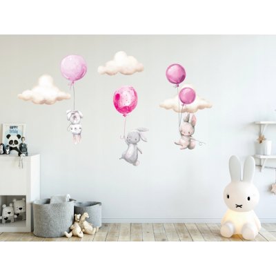 Vulpi Detské samolepky na stenu Ružoví zajačikovia na balónoch 100x50 cm od  18 € - Heureka.sk
